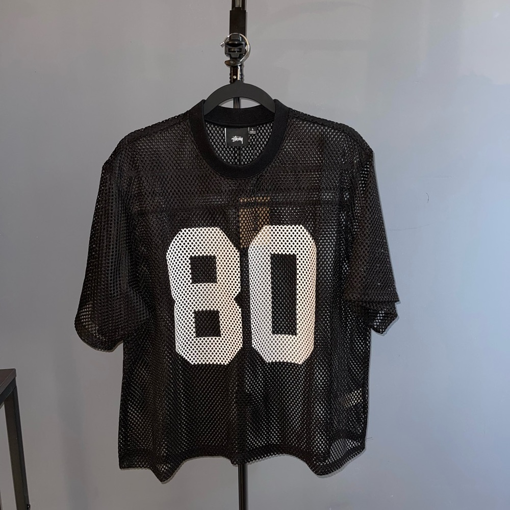 Stussy Black Mesh Jersey with White Number